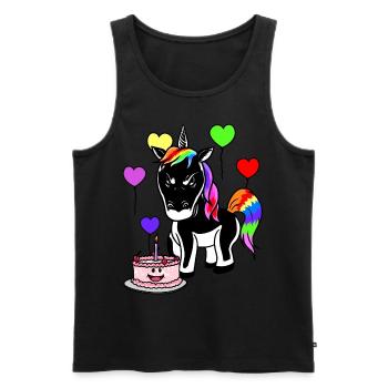 Happy birthday Geburtstagsgeschenk Einhorn Torte - Männer Premium Bio Tank Top - Schwarz - Vorne - AI Model Male 178 light (178cm)