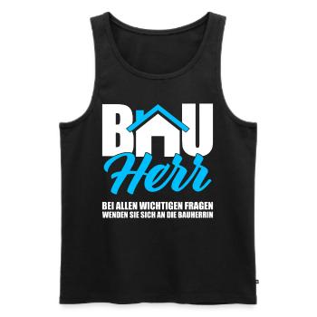 Bauherr Bei Allen Wichtigen Fragen Bauherrin - Männer Premium Bio Tank Top - Schwarz - Vorne - Michal (187cm)