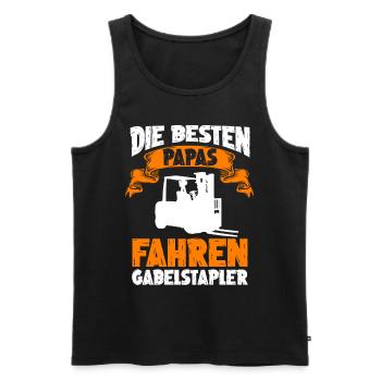 Stapler Papa Vater Vatertag Lagerist Staplerfahrer - Männer Premium Bio Tank Top - Schwarz - Vorne - AI Model Male 178 light (178cm)