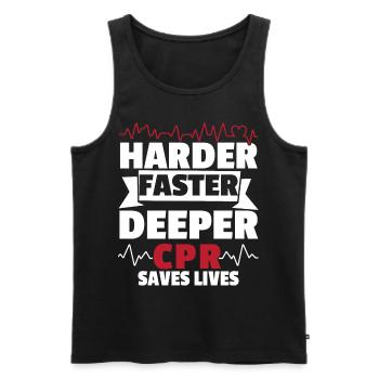 Harder Faster Deeper CPR Rettet Leben Rettungsdien - Männer Premium Bio Tank Top - Schwarz - Vorne - AI Model Male 178 light (178cm)