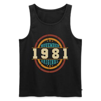 Geschenkidee November 1981 Vintage - Männer Premium Bio Tank Top - Schwarz - Vorne - AI Model Male 178 light (178cm)