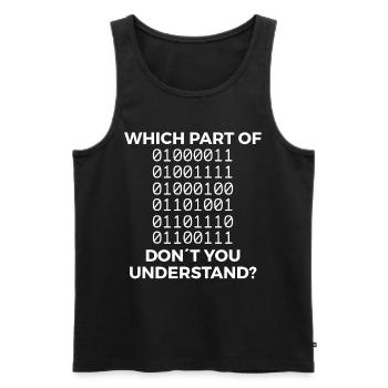 Funny binary code saying - Men's Premium Organic Tank Top - black - Front - Michal (187cm)