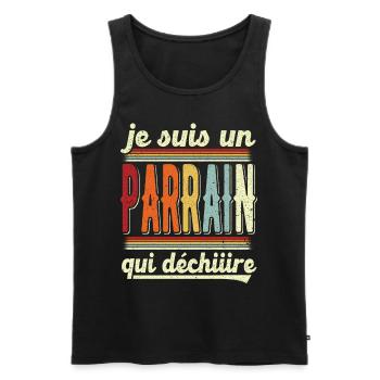 Je Suis Un Parrain Qui Déchiiire - Débardeur bio Premium Homme - noir - Devant - Michal (187cm)