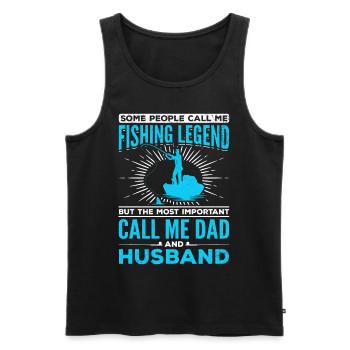 Papa Fishing Legend - Fisch Angler Papa Ehemann - Männer Premium Bio Tank Top - Schwarz - Vorne - AI Model Male 178 light (178cm)