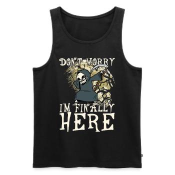 I'm finally here Dabbender Sensenmann Dabbing Moon - Männer Premium Bio Tank Top - Schwarz - Vorne - Michal (187cm)