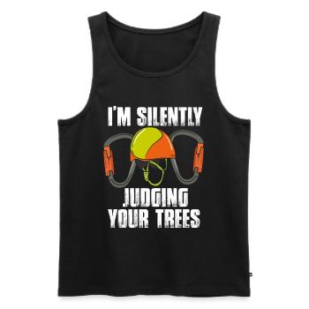 I'm Silently Judging Your Trees Tree Baumpfleger - Männer Premium Bio Tank Top - Schwarz - Vorne - AI Model Male 178 light (178cm)