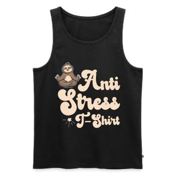 Anti-Stress T-Shirt mit Faultier - Männer Premium Bio Tank Top - Schwarz - Vorne - AI Model Male 178 light (178cm)