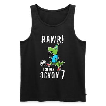 Ich bin schon 7 Dino - Männer Premium Bio Tank Top - Schwarz - Vorne - Michal (187cm)