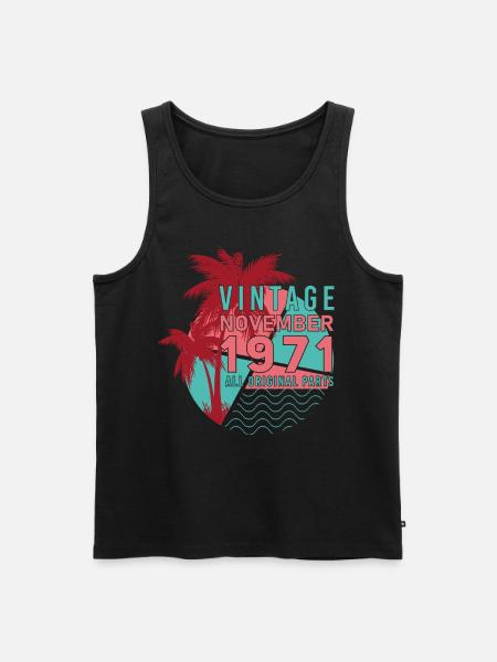 Retro November 1971 Palm Trees - Men's Premium Organic Tank Top - black