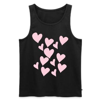 Zart Rosa Herzen - Männer Premium Bio Tank Top - Schwarz - Vorne - AI Model Male 178 light (178cm)