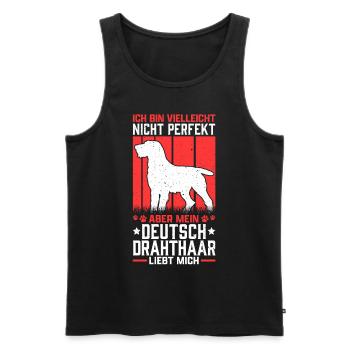 Mein Deutsch Drahthaar liebt mich Vorstehhund - Männer Premium Bio Tank Top - Schwarz - Vorne - AI Model Male 178 light (178cm)