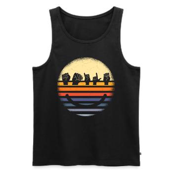 Sign language smile saying retro - Men's Premium Organic Tank Top - black - Front - Michal (187cm)