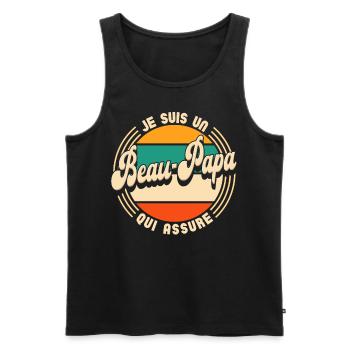 Beau-Papa Qui Assure Beau-Père - Débardeur bio Premium Homme - noir - Devant - AI Model Male 178 light (178cm)