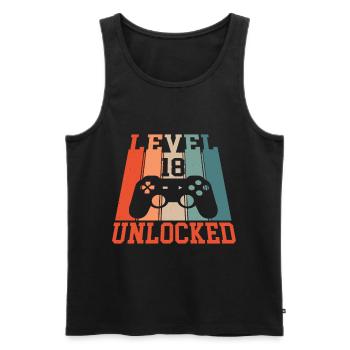 Level 18 Unlocked - Männer Premium Bio Tank Top - Schwarz - Vorne - AI Model Male 178 light (178cm)