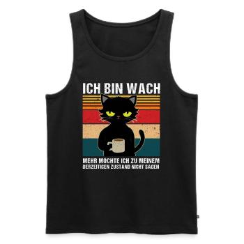 Morgenmuffel Katze - Männer Premium Bio Tank Top - Schwarz - Vorne - Michal (187cm)
