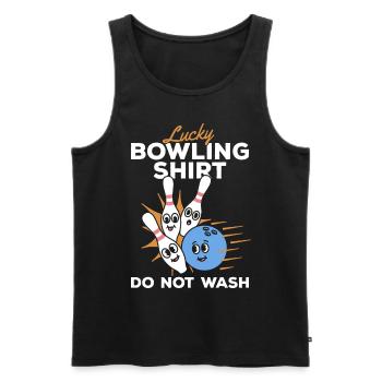 Lucky Bowling Shirt Ne pas laver - Bowling Bowler - Débardeur bio Premium Homme - noir - Devant - Michal (187cm)