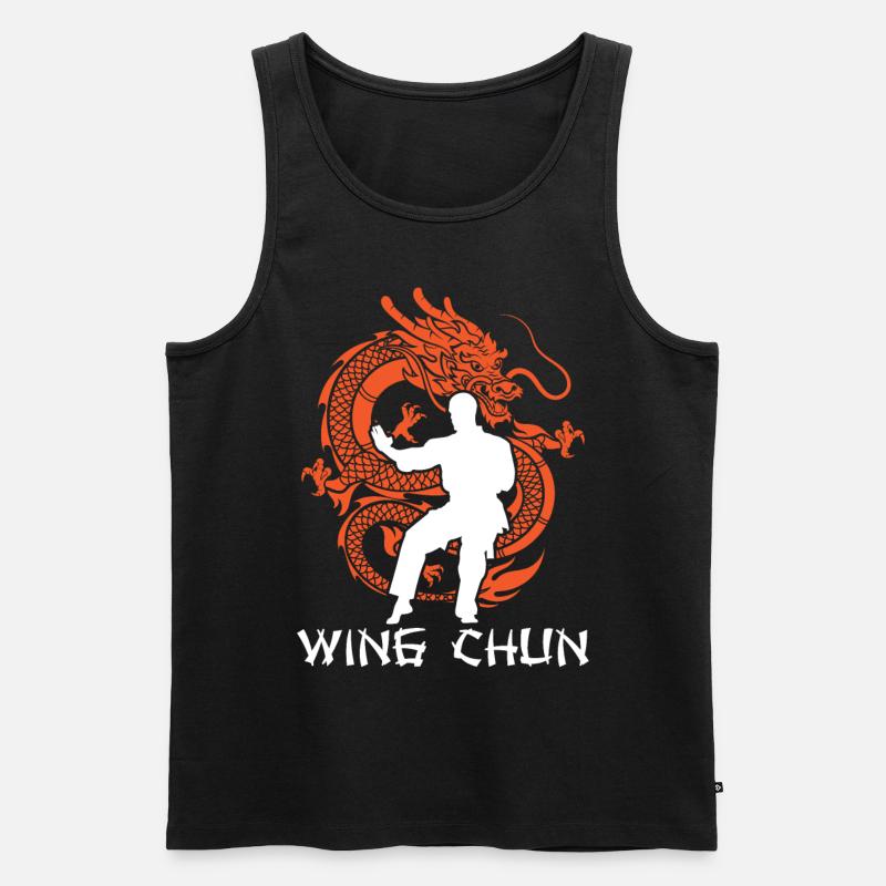 Wing Chun Drache Kämpfer - Männer Premium Bio Tank Top - Schwarz
