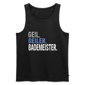 Geil Geiler Bademeister - Männer Premium Bio Tank Top - Schwarz - Vorne - AI Model Male 178 light (178cm)