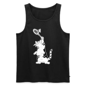 Badminton Badminton Chat - Débardeur bio Premium Homme - noir - Devant - Michal (187cm)