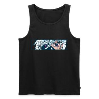 Anime Augen Cartoon Comic Gesicht Blick - Männer Premium Bio Tank Top - Schwarz - Vorne - AI Model Male 178 light (178cm)