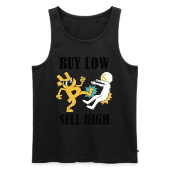 Finance - Crypto-monnaie - Acheter bas, vendre haut - Débardeur bio Premium Homme - noir - Devant - Michal (187cm)