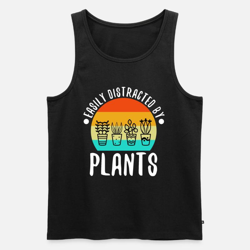 Easily distracted by plants - Männer Premium Bio Tank Top - Schwarz
