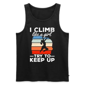 I climb like a Girl try to keep up - Berg Klettern - Männer Premium Bio Tank Top - Schwarz - Vorne - Michal (187cm)