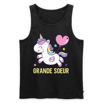Grande sœur Licorne - Débardeur bio Premium Homme - noir - Devant - Michal (187cm)