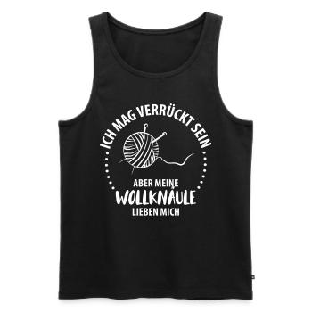 Wolle Stricken Wollknäuel - Männer Premium Bio Tank Top - Schwarz - Vorne - Michal (187cm)