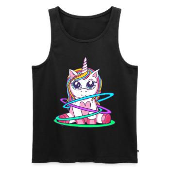 Rainbow Hulacorn Licorne Gymnastique rythmique - Débardeur bio Premium Homme - noir - Devant - AI Model Male 178 light (178cm)