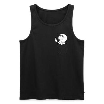 Chest Pocket Stinky Finger Middle Finger Cartoon Fun - Men's Premium Organic Tank Top - black - Front - Michal (187cm)