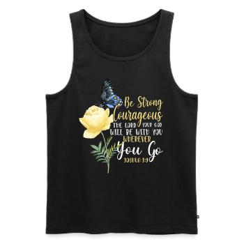 Citation de verset biblique chrétien - Débardeur bio Premium Homme - noir - Devant - AI Model Male 178 light (178cm)