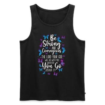 Citation de verset biblique chrétien - Débardeur bio Premium Homme - noir - Devant - AI Model Male 178 light (178cm)