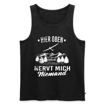 Hier oben nervt mich niemand - Männer Premium Bio Tank Top - Schwarz - Vorne - Michal (187cm)