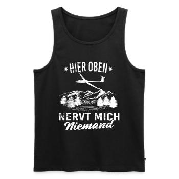 Hier oben nervt mich niemand - Männer Premium Bio Tank Top - Schwarz - Vorne - Michal (187cm)