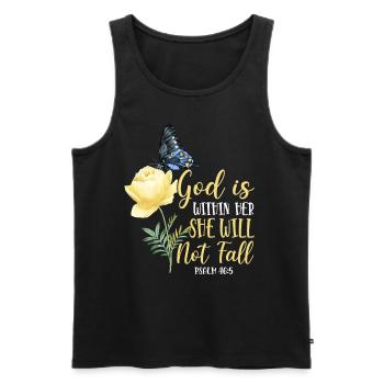 Citation de verset biblique chrétien - Débardeur bio Premium Homme - noir - Devant - AI Model Male 178 light (178cm)