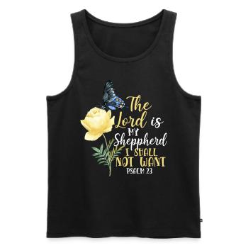 Citation de verset biblique chrétien - Débardeur bio Premium Homme - noir - Devant - AI Model Male 178 light (178cm)
