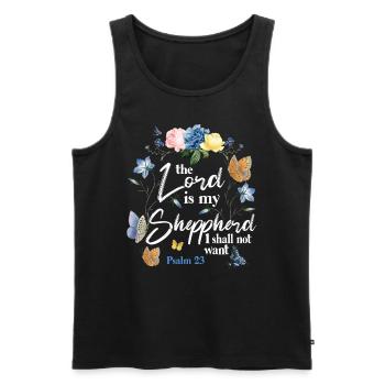 Citation de verset biblique chrétien - Débardeur bio Premium Homme - noir - Devant - AI Model Male 178 light (178cm)
