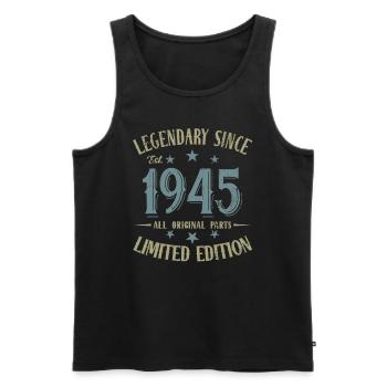 Légendaire depuis né en 1945 Anniversaire - Débardeur bio Premium Homme - noir - Devant - Michal (187cm)