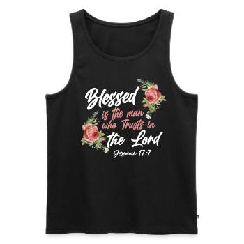 Christian Bible Verse Quote Rose - Männer Premium Bio Tank Top - Schwarz - Vorne - AI Model Male 178 light (178cm)