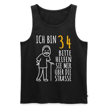 34 Geburtstag 34er 34ter Ich bin 34 Jahre alt Mann - Männer Premium Bio Tank Top - Schwarz - Vorne - Michal (187cm)