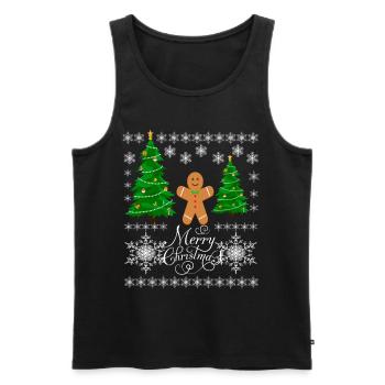 Lebkuchenmann Weihnachten Ugly Christmas Xmas - Männer Premium Bio Tank Top - Schwarz - Vorne - Michal (187cm)