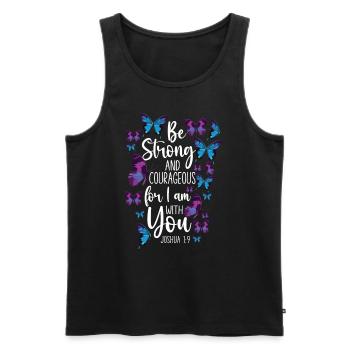Citation de verset biblique chrétien - Débardeur bio Premium Homme - noir - Devant - AI Model Male 178 light (178cm)