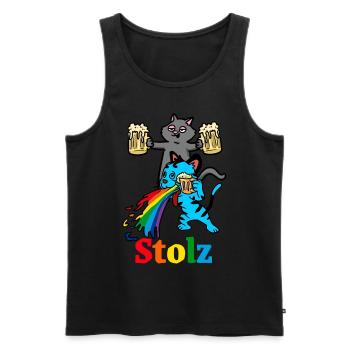Stolz Kater Abfeiern kotzen saufen Party Feier - Männer Premium Bio Tank Top - Schwarz - Vorne - Michal (187cm)