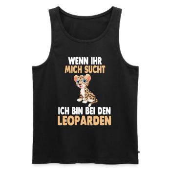 Ich bin bei den Leoparden - Männer Premium Bio Tank Top - Schwarz - Vorne - AI Model Male 178 light (178cm)