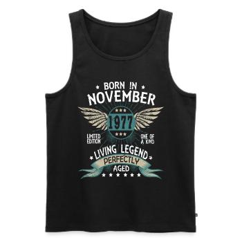 Born in November 1977 - Männer Premium Bio Tank Top - Schwarz - Vorne - Michal (187cm)