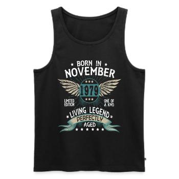 Born in November 1979 - Männer Premium Bio Tank Top - Schwarz - Vorne - Michal (187cm)