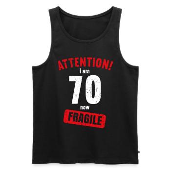 Achtung Ich bin jetzt 70 Fragile 70. Geburtstag - Männer Premium Bio Tank Top - Schwarz - Vorne - AI Model Male 178 light (178cm)