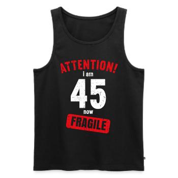 Achtung Ich bin jetzt 45 Fragile 45. Geburtstag - Männer Premium Bio Tank Top - Schwarz - Vorne - AI Model Male 178 light (178cm)