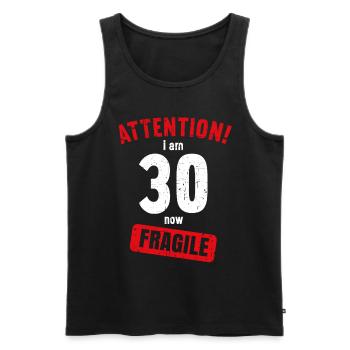 Achtung Ich bin jetzt 30 Fragile 30. Geburtstag - Männer Premium Bio Tank Top - Schwarz - Vorne - AI Model Male 178 light (178cm)